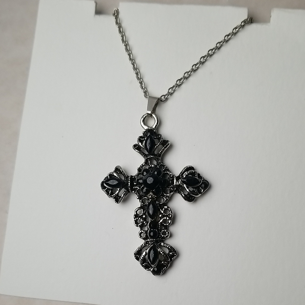 Gothic Rhinestone Cross Pendant